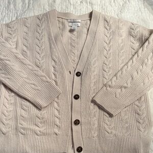 Cream Cable Knit Cashmere Cardigan
